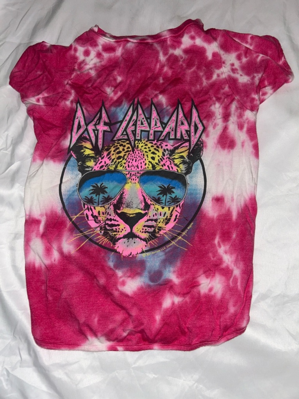 Pet Def Leppard Tie-Dye Leopard Graphic Tee - Pink Size Large
